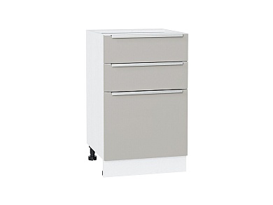 Шкаф нижний с 3-мя ящиками Фьюжн 816*500*480 Silky Light Grey / Белый