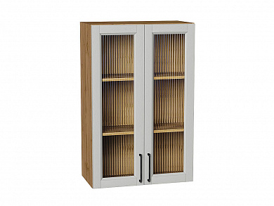 Шкаф верхний с 2-мя остекленными дверцами Сканди 920*600*320 Grey Silkwood / Дуб Вотан