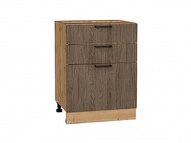 Шкаф нижний с 3-мя ящиками Флэт 816*600*478 Brown Casella Oak 2S / Дуб Вотан