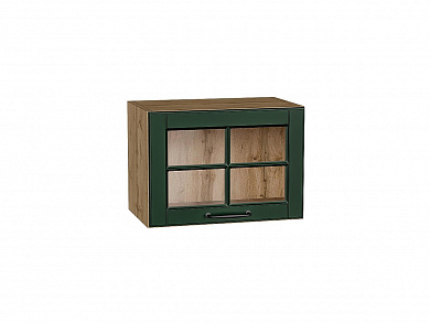 Шкаф верхний горизонтальный остекленный Дублин 358*500*318 Special Green / Дуб Вотан