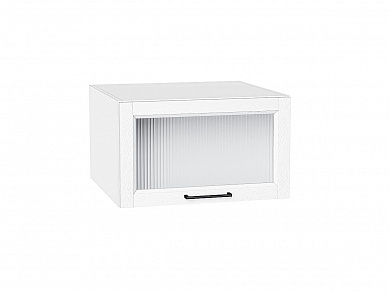 Шкаф верхний горизонтальный остекленный глубокий Сканди 358*600*576 White Silkwood / Белый
