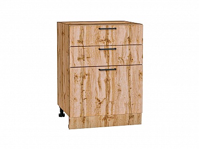 Шкаф нижний с 3-мя ящиками Флэт 816*600*478 Wotan Oak 2S / Дуб Вотан