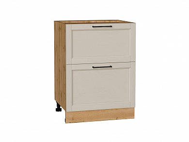Шкаф нижний с 2-мя ящиками Сканди 816*600*480 Cream Silkwood / Дуб Вотан