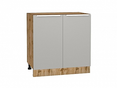 Шкаф нижний с 2-мя дверцами Фьюжн 816*800*480 Silky Light Grey / Дуб Вотан