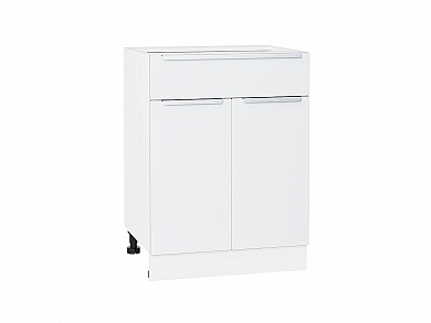Шкаф нижний с 2-мя дверцами и ящиком Фьюжн 816*600*480 Silky White / Белый