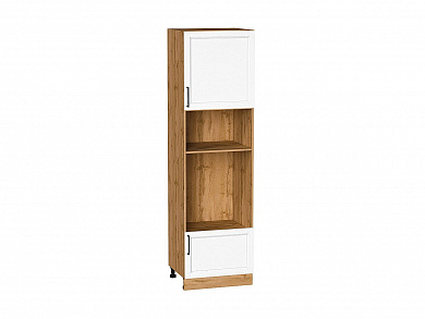 Шкаф пенал с 1-ой дверцей и ящиком под технику Сканди 2132*600*576 White Silkwood / Дуб Вотан