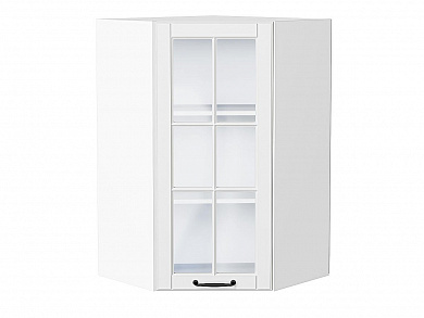 Шкаф верхний угловой остекленный Дублин 920*600*600 Special White / Белый