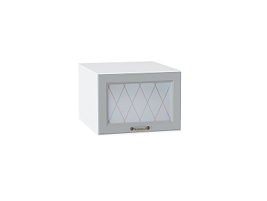 Шкаф верхний горизонтальный остекленный глубокий Ницца 358*500*574 Графит / Белый
