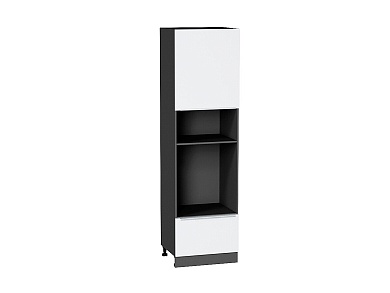 Шкаф пенал с 1-ой дверцей и ящиком под технику Фьюжн 2132*600*576 Silky White / Graphite