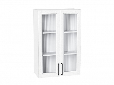 Шкаф верхний с 2-мя остекленными дверцами Сканди 920*600*320 White Silkwood / Белый