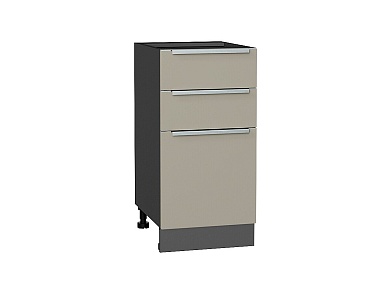 Шкаф нижний с 3-мя ящиками Фьюжн 816*400*480 Silky Grey / Graphite