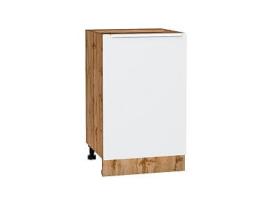 Шкаф нижний с 1-ой дверцей Фьюжн 816*500*480 Silky White / Дуб Вотан