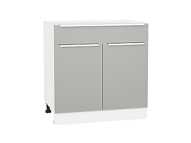 Шкаф нижний с 2-мя дверцами и ящиком Фьюжн 816*800*480 Silky Light Grey / Белый