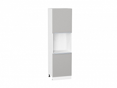 Шкаф пенал с 2-мя дверцами под технику Фьюжн 2132*600*576 Silky Light Grey / Белый