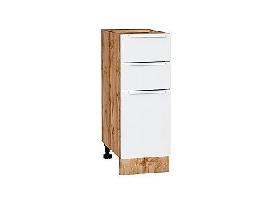 Шкаф нижний с 3-мя ящиками Фьюжн 816*300*480 Silky White / Дуб Вотан