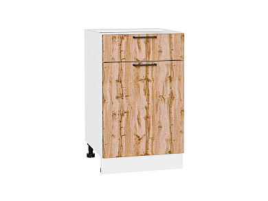 Шкаф нижний с 1-ой дверцей и ящиком Флэт 816*500*478 Wotan Oak 2S / Белый
