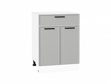 Шкаф нижний с 2-мя дверцами и ящиком Фрейм 816*600*484 Grey Silk / Белый