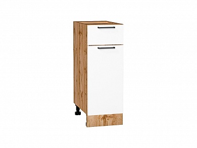 Шкаф нижний с 1-ой дверцей и ящиком Флэт 816*300*478 White In 2S / Дуб Вотан