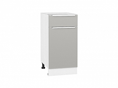 Шкаф нижний с 1-ой дверцей и ящиком Фьюжн 816*400*480 Silky Light Grey / Белый