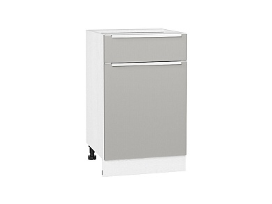 Шкаф нижний с 1-ой дверцей и ящиком Фьюжн 816*500*480 Silky Light Grey / Белый