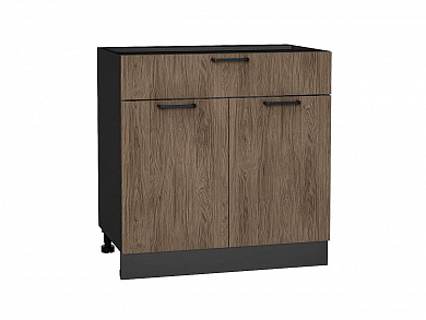 Шкаф нижний с 2-мя дверцами и ящиком Флэт 816*800*478 Brown Casella Oak 2S / Graphite