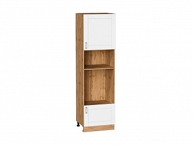 Шкаф пенал с 1-ой дверцей и ящиком под технику Лофт 2132*600*576 White Silk / Дуб Вотан