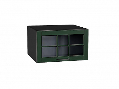 Шкаф верхний горизонтальный остекленный глубокий Дублин 358*600*574 Special Green / Graphite