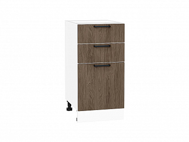 Шкаф нижний с 3-мя ящиками Флэт 816*400*478 Brown Casella Oak 2S / Белый