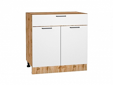 Шкаф нижний с 2-мя дверцами и ящиком Флэт 816*800*478 White In 2S / Дуб Вотан