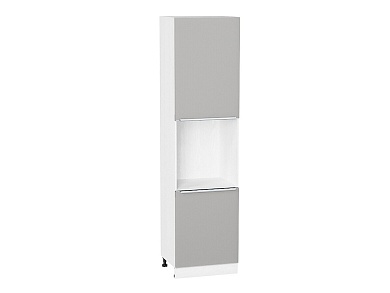 Шкаф пенал с 2-мя дверцами под технику Фьюжн 2336*600*576 Silky Light Grey / Белый