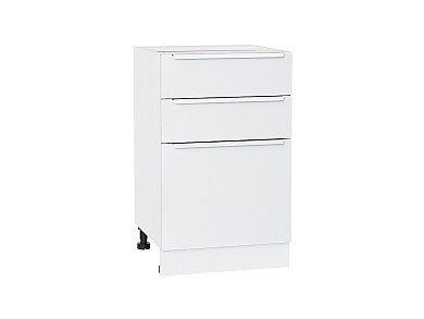Шкаф нижний с 3-мя ящиками Фьюжн 816*500*480 Silky White / Белый