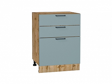 Шкаф нижний с 3-мя ящиками Флэт 816*600*478 Grey-green In 2S / Дуб Вотан
