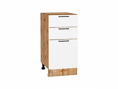 Шкаф нижний с 3-мя ящиками Флэт 816*400*478 White In 2S / Дуб Вотан