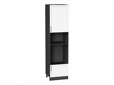 Шкаф пенал с 1-ой дверцей и ящиком под технику Сканди 2336*600*576 White Silkwood / Graphite