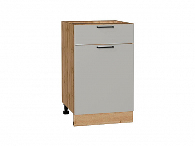Шкаф нижний с 1-ой дверцей и ящиком Флэт 816*500*478 Light Grey In 2S / Дуб Вотан