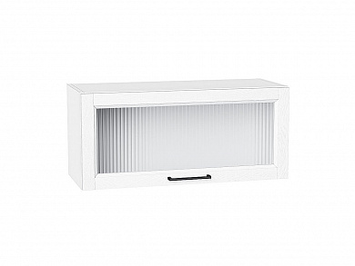 Шкаф верхний горизонтальный остекленный Сканди 358*800*320 White Silkwood / Белый