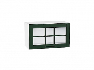 Шкаф верхний горизонтальный остекленный Дублин 358*600*318 Special Green / Белый