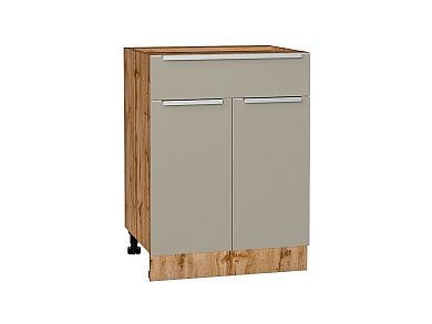Шкаф нижний с 2-мя дверцами и ящиком Фьюжн 816*600*480 Silky Grey / Дуб Вотан