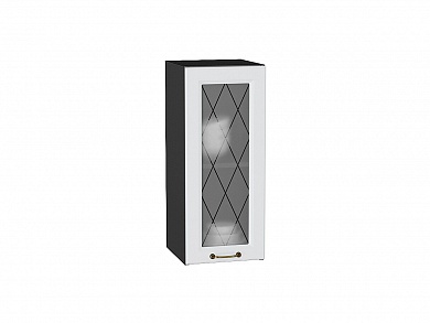 Шкаф верхний с 1-ой остекленной дверцей Ницца 716*300*318 Белый / Graphite