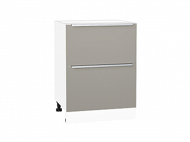 Шкаф нижний с 2-мя ящиками Фьюжн 816*600*480 Silky Grey / Белый