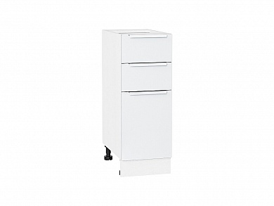 Шкаф нижний с 3-мя ящиками Фьюжн 816*300*480 Silky White / Белый