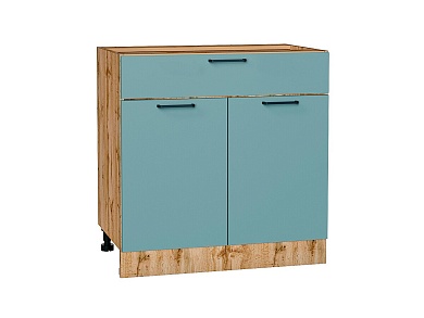 Шкаф нижний с 2-мя дверцами и ящиком Флэт 816*800*478 Grey-green In 2S / Дуб Вотан