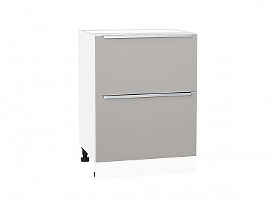 Шкаф нижний с 2-мя ящиками Фьюжн 816*600*480 Silky Light Grey / Белый