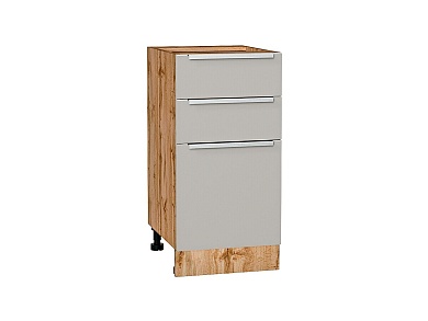 Шкаф нижний с 3-мя ящиками Фьюжн 816*400*480 Silky Light Grey / Дуб Вотан