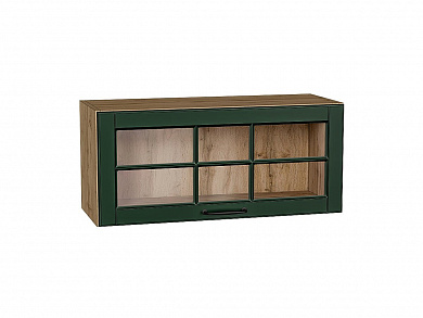 Шкаф верхний горизонтальный остекленный Дублин 358*800*318 Special Green / Дуб Вотан