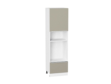 Шкаф пенал с 1-ой дверцей и ящиком под технику Фьюжн 2132*600*576 Silky Grey / Белый