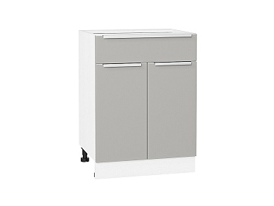 Шкаф нижний с 2-мя дверцами и ящиком Фьюжн 816*600*480 Silky Light Grey / Белый