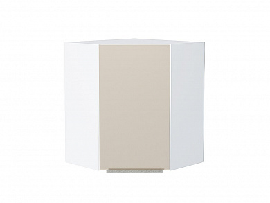 Шкаф верхний угловой Фьюжн 716*600*600 Cream Silk / Белый