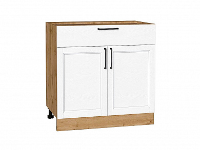 Шкаф нижний с 2-мя дверцами и ящиком Сканди 816*800*480 White Silkwood / Дуб Вотан