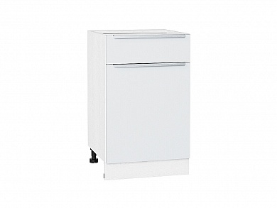 Шкаф нижний с 1-ой дверцей и ящиком Фьюжн 816*500*480 Silky White / Белый